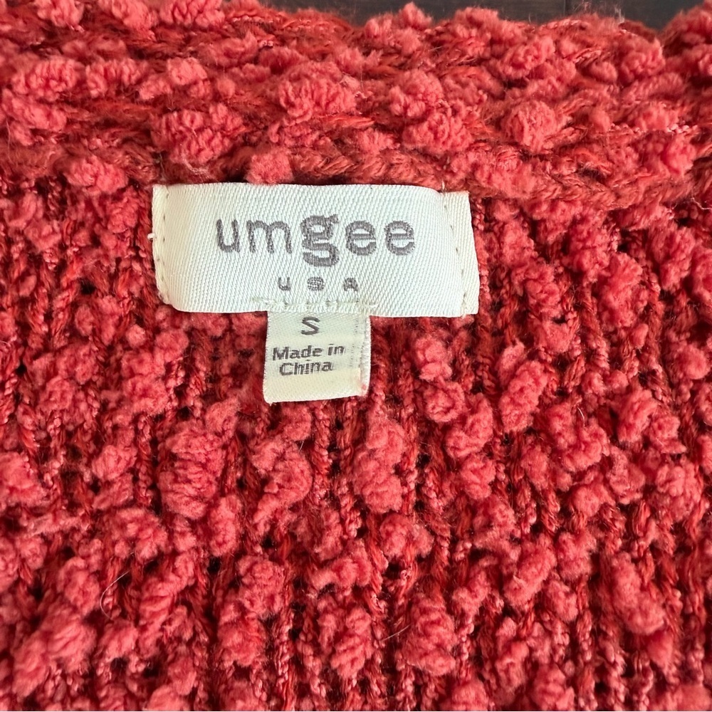 Umgee Women's Boho Cardigan Open Front, Long Sleeve, Small, Soft Orange Oversize - Picture 5 of 9